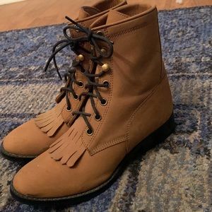 Tan lace up western style lace up riding boots